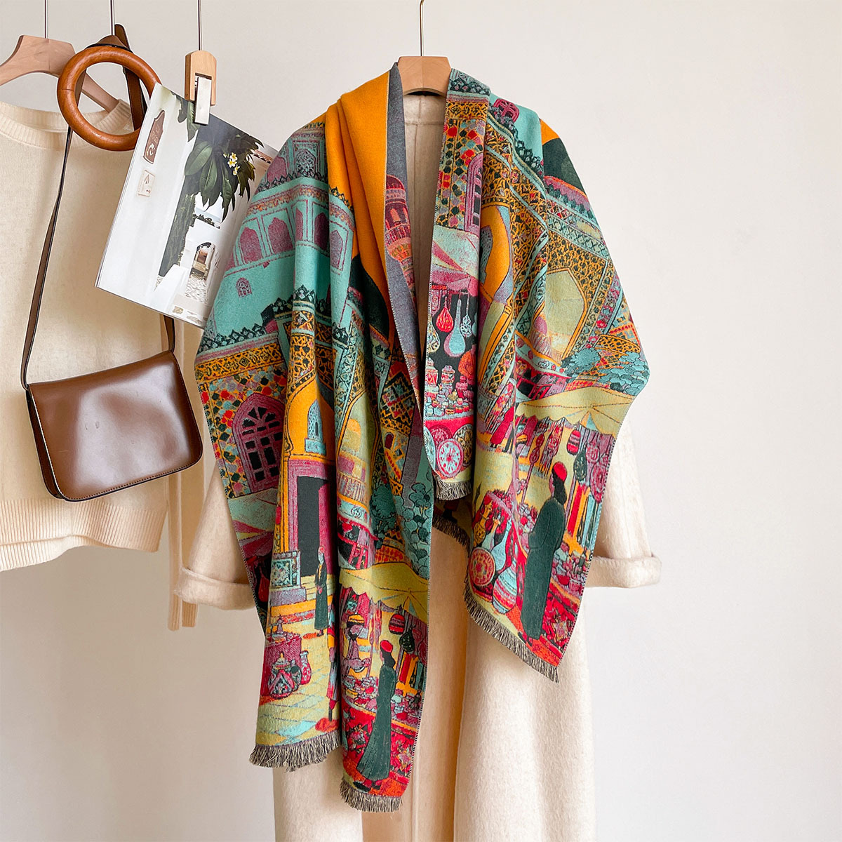 Shawl Wrap Winter - Kadınlar için İmitasyon Kaşmir Eşarp Çift