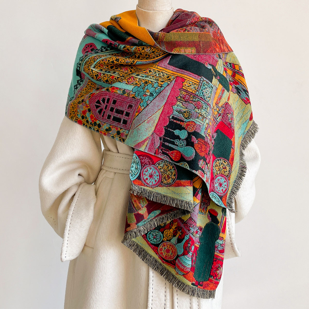 Kadınlar için İmitasyon Kaşmir - Shawl Wrap Winter incelemesi ve fiyatı